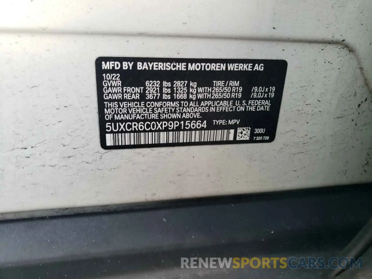 13 Photograph of a damaged car 5UXCR6C0XP9P15664 BMW X5 2023