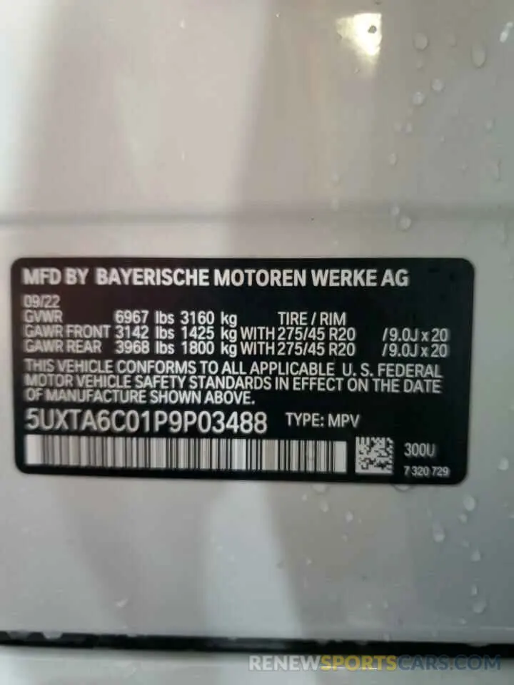 13 Photograph of a damaged car 5UXTA6C01P9P03488 BMW X5 2023