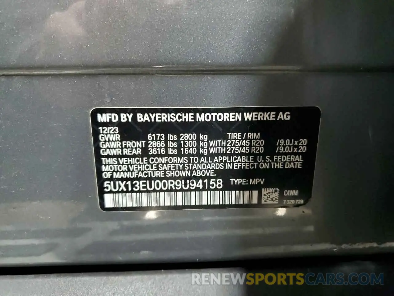 14 Photograph of a damaged car 5UX13EU00R9U94158 BMW X5 2024