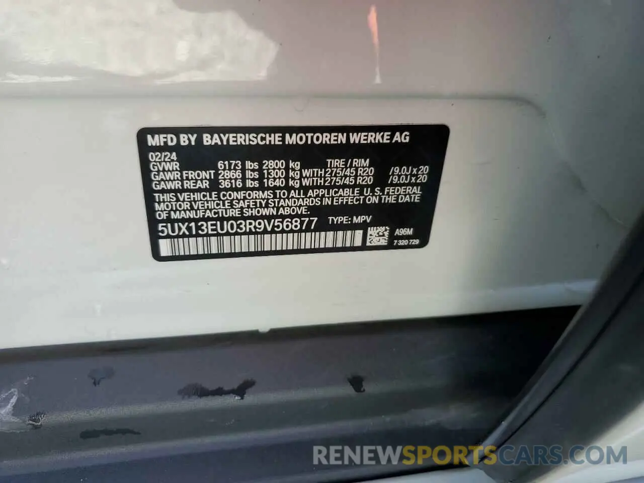 13 Photograph of a damaged car 5UX13EU03R9V56877 BMW X5 2024