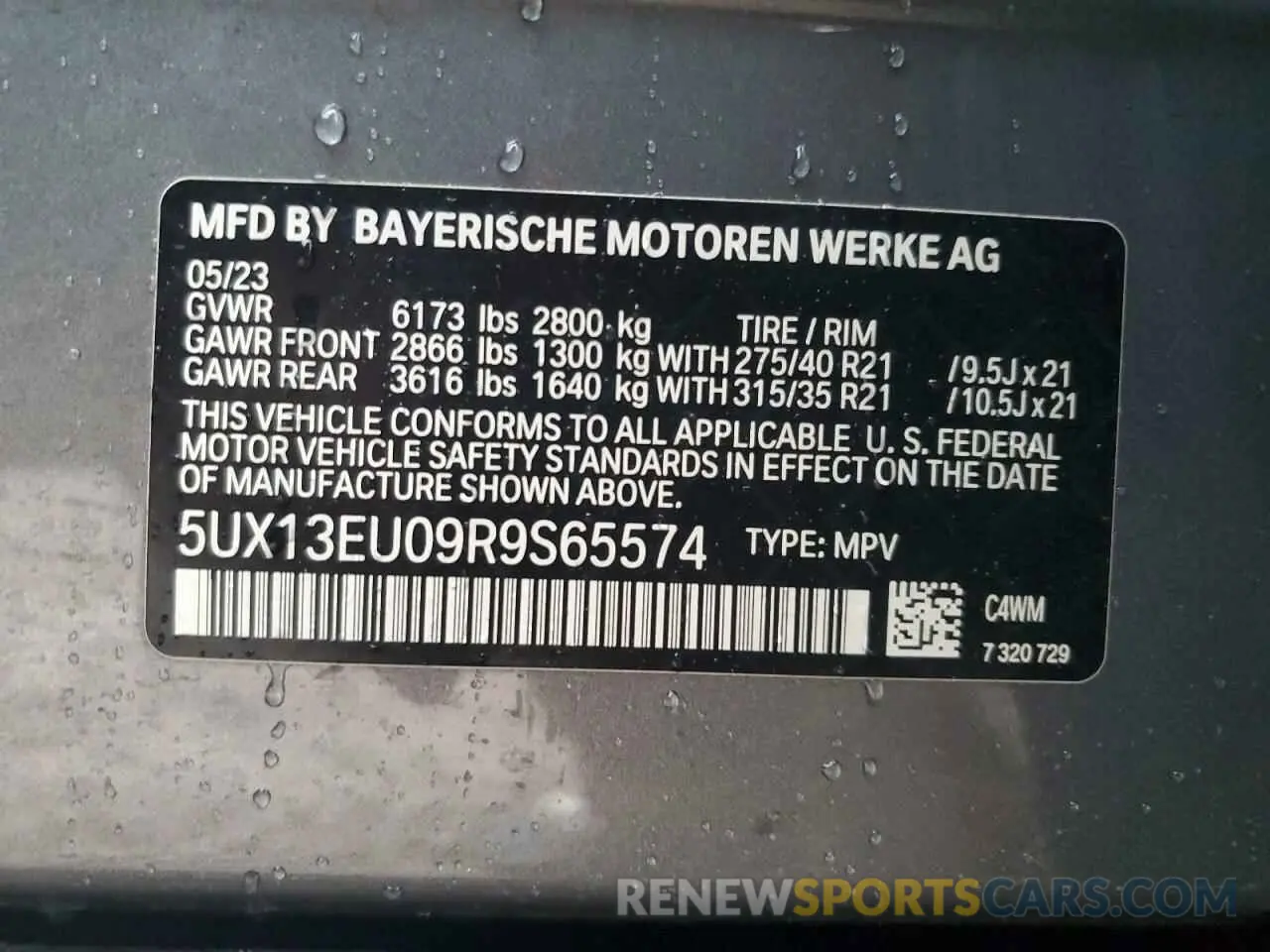 13 Photograph of a damaged car 5UX13EU09R9S65574 BMW X5 2024