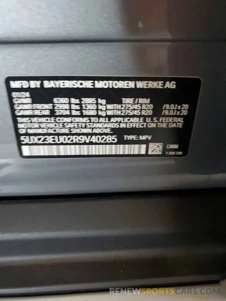 12 Photograph of a damaged car 5UX23EU02R9V40285 BMW X5 2024