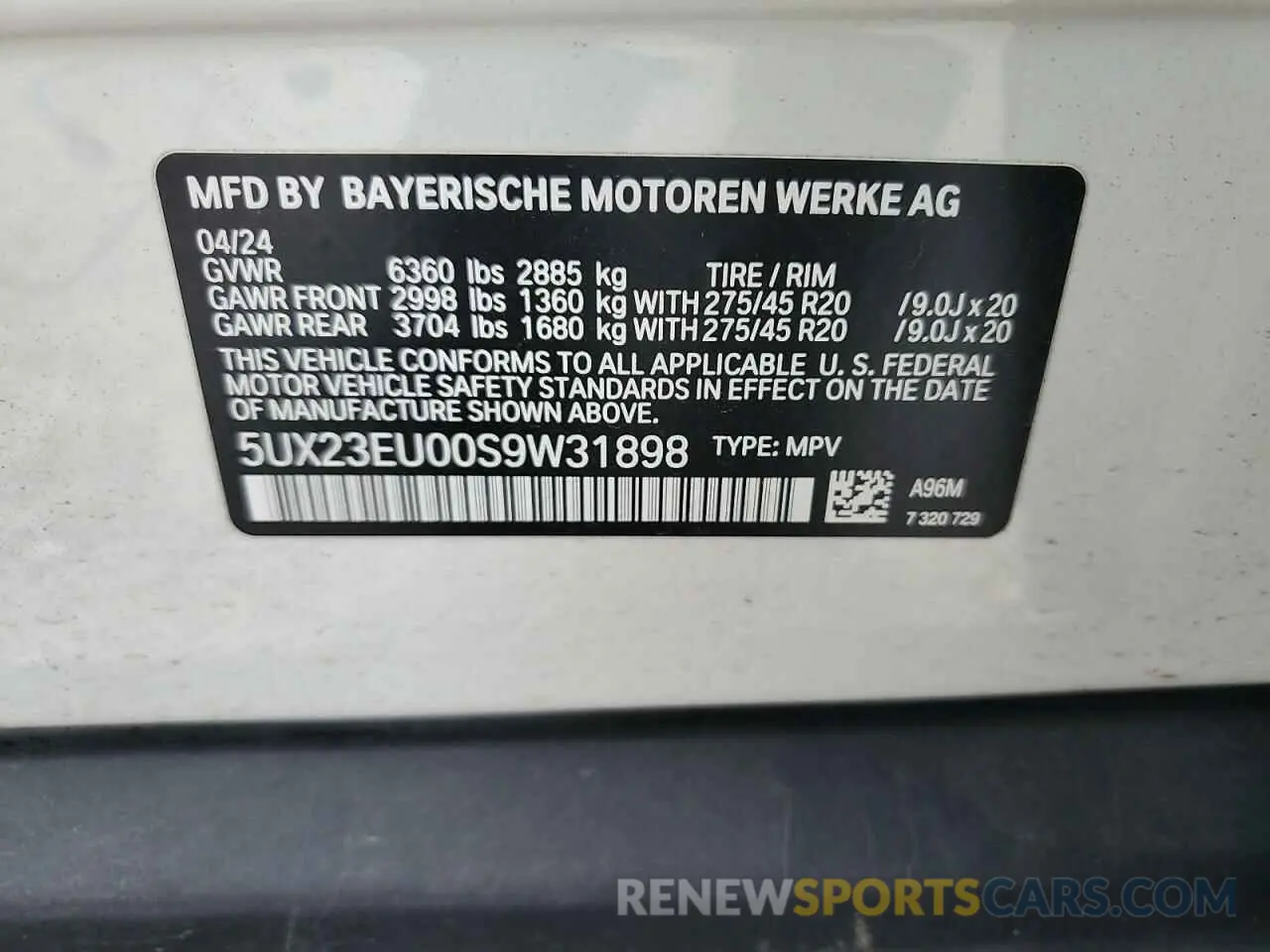 14 Photograph of a damaged car 5UX23EU00S9W31898 BMW X5 2025