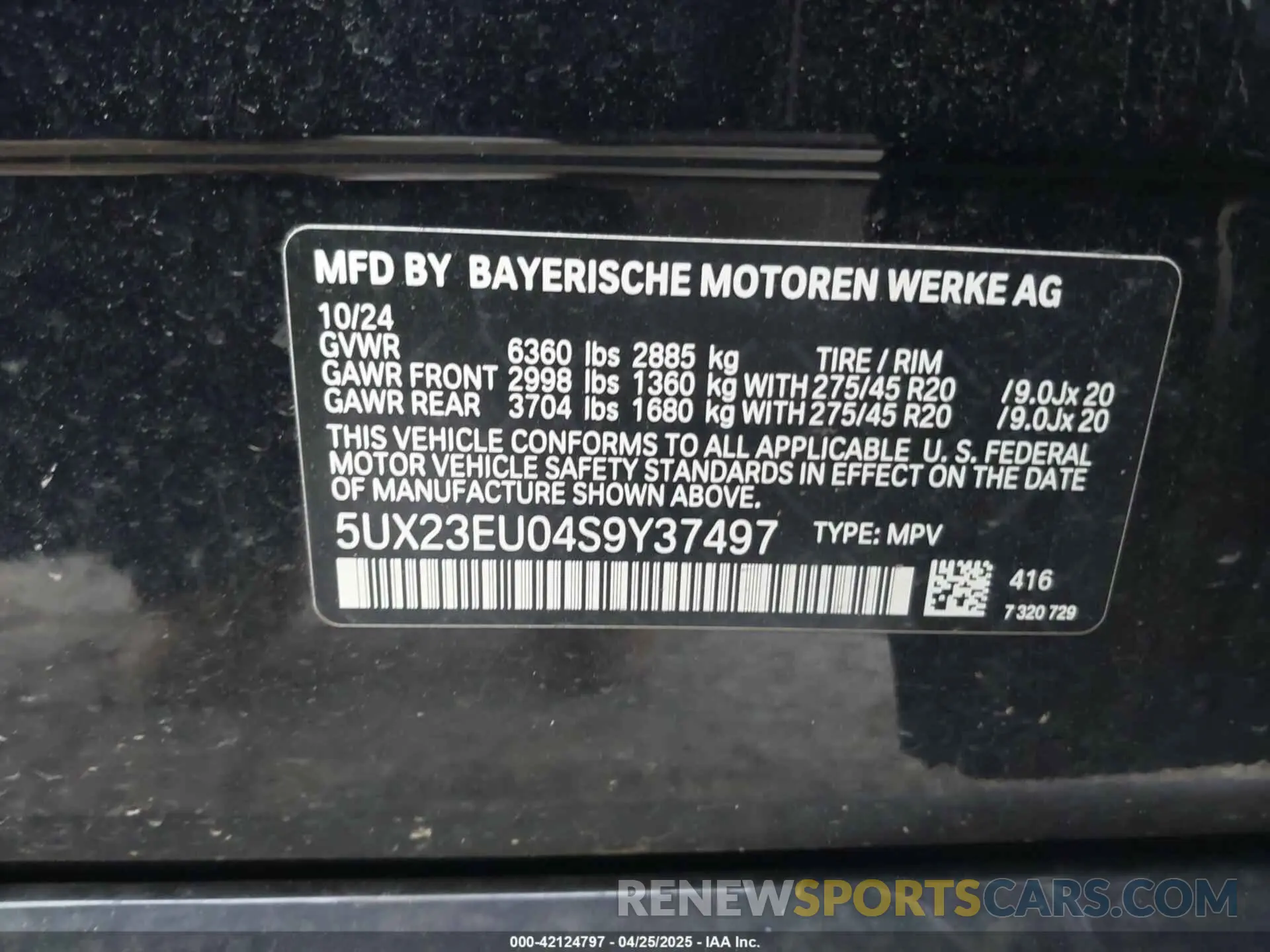 9 Фотография поврежденного автомобиля 5UX23EU04S9Y37497 BMW X5 2025