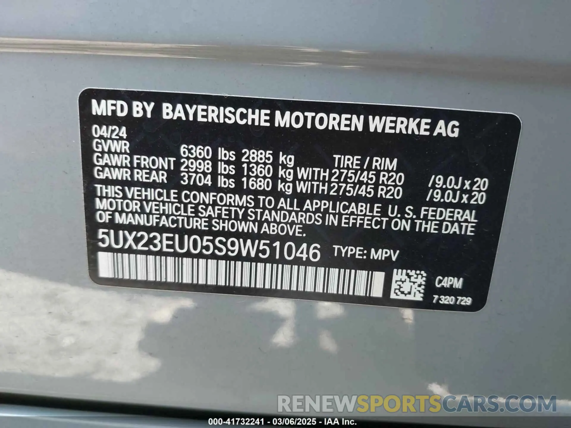 9 Фотография поврежденного автомобиля 5UX23EU05S9W51046 BMW X5 2025