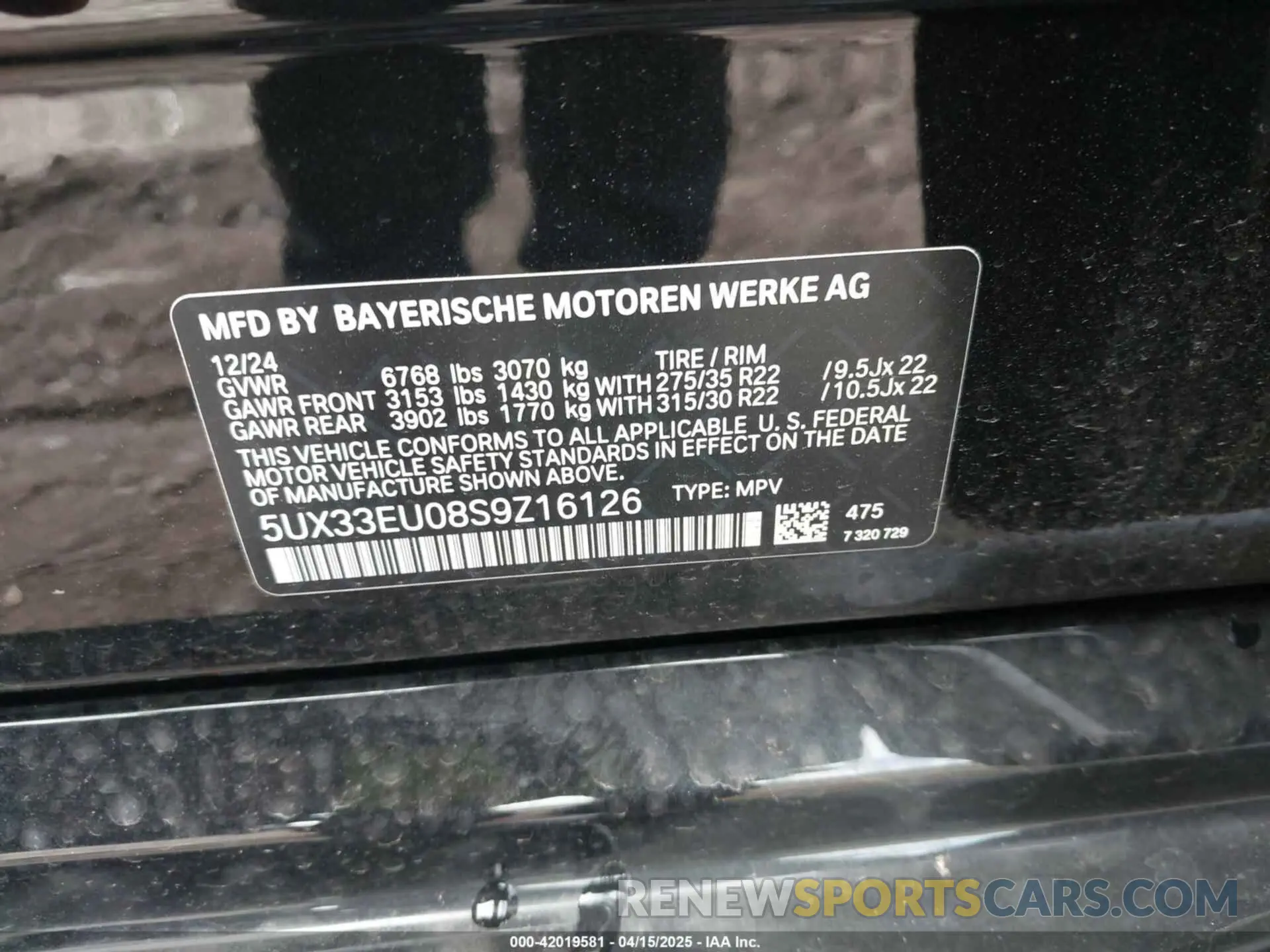 9 Фотография поврежденного автомобиля 5UX33EU08S9Z16126 BMW X5 2025
