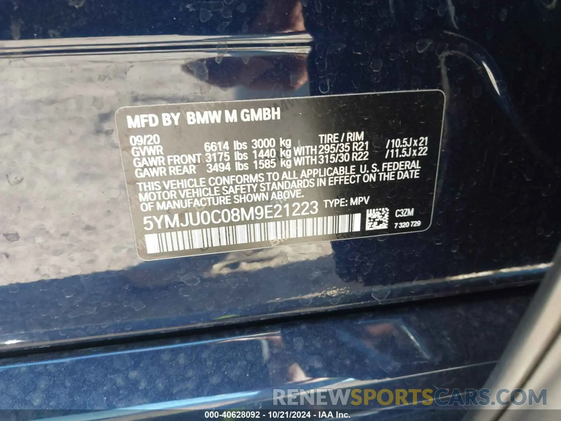 9 Фотография поврежденного автомобиля 5YMJU0C08M9E21223 BMW X5 M 2021