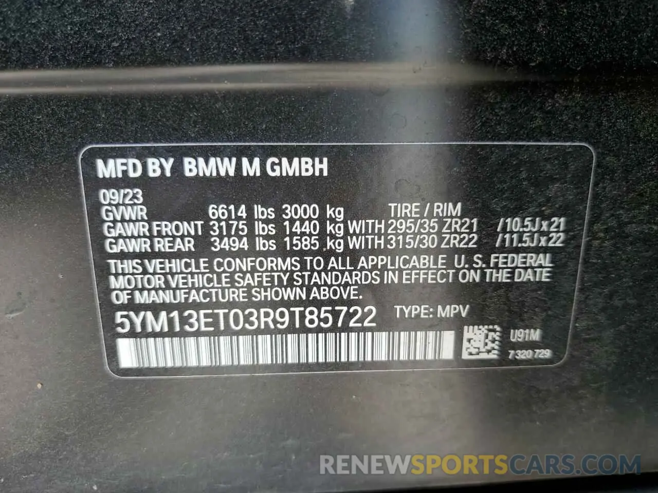 13 Photograph of a damaged car 5YM13ET03R9T85722 BMW X5 M COMPE 2024