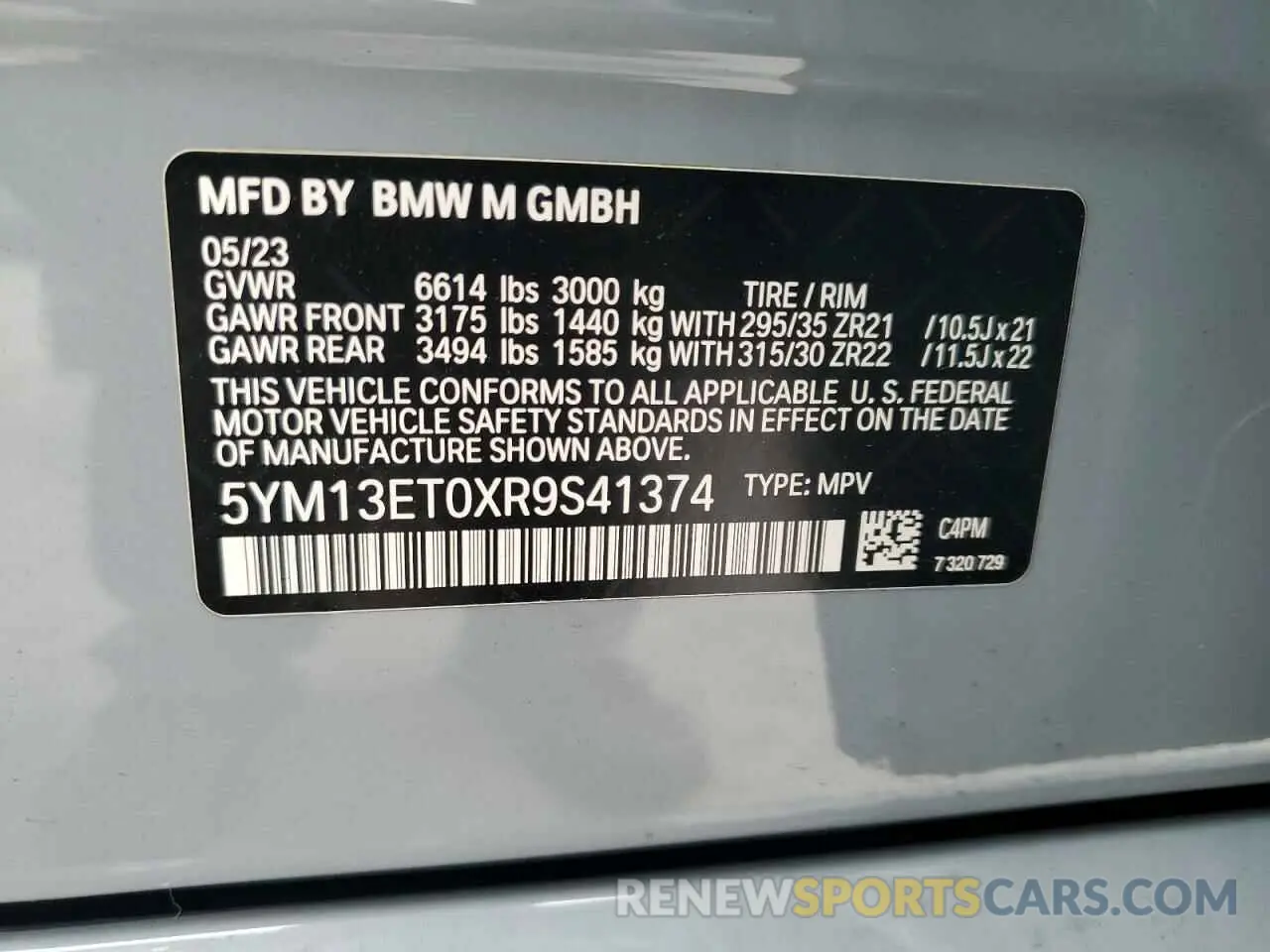 14 Photograph of a damaged car 5YM13ET0XR9S41374 BMW X5 M COMPE 2024