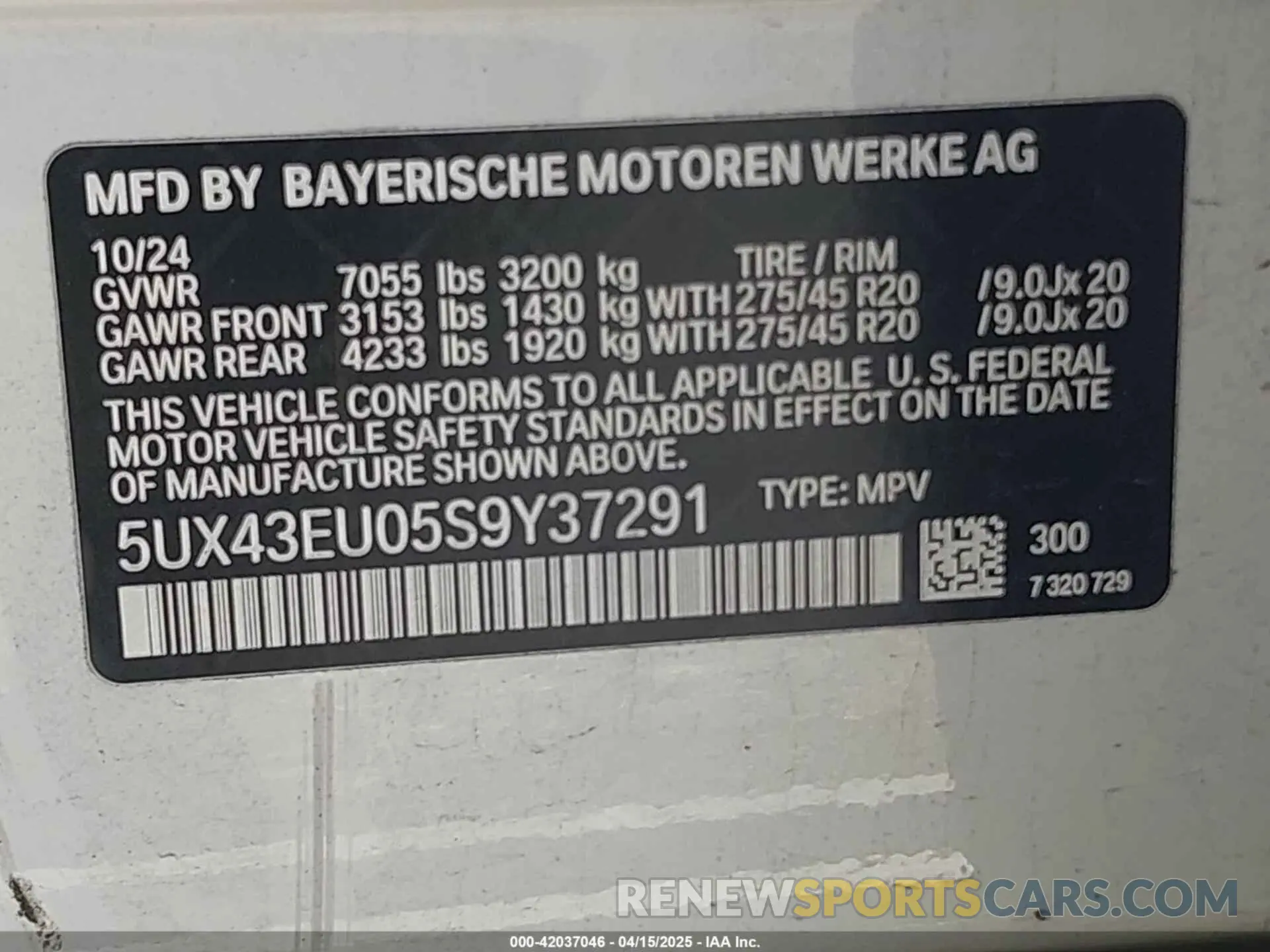 9 Фотография поврежденного автомобиля 5UX43EU05S9Y37291 BMW X5 PHEV 2025