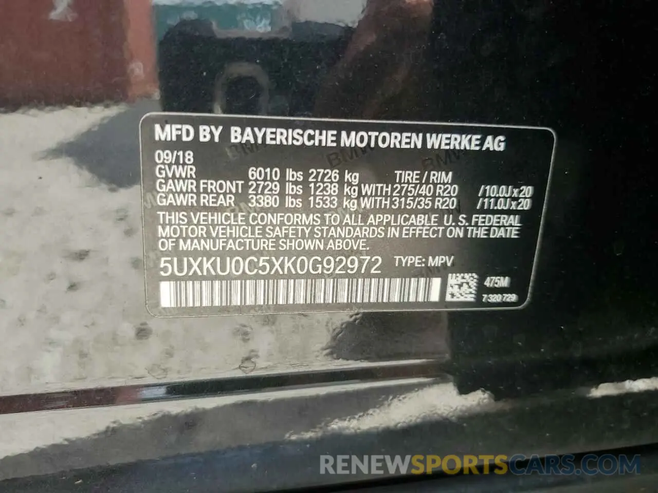13 Photograph of a damaged car 5UXKU0C5XK0G92972 BMW X6 2019