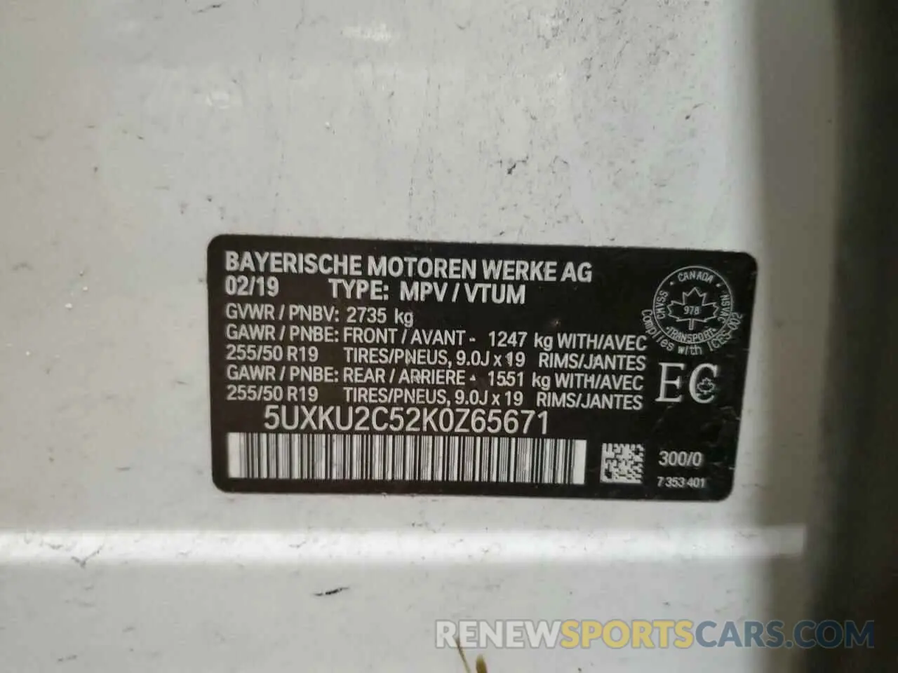 13 Photograph of a damaged car 5UXKU2C52K0Z65671 BMW X6 2019