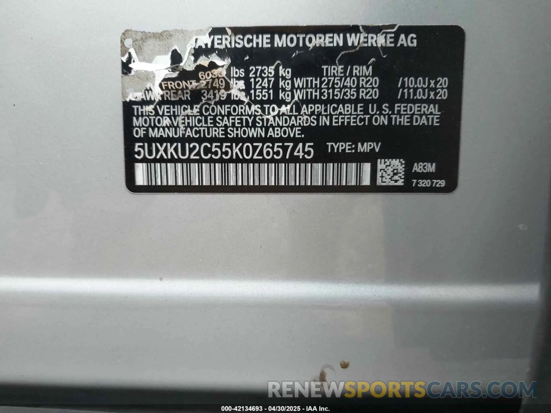 9 Photograph of a damaged car 5UXKU2C55K0Z65745 BMW X6 2019