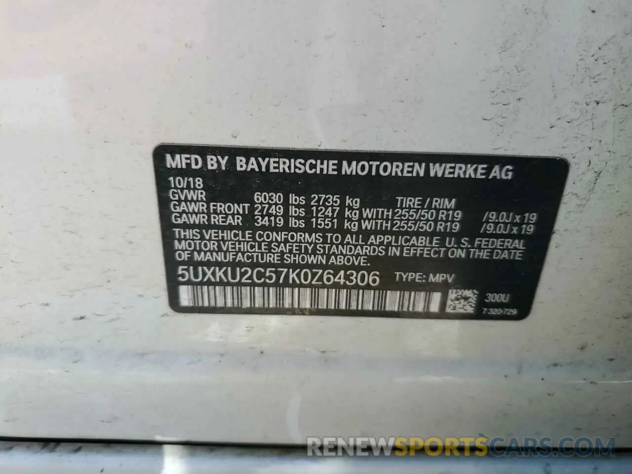14 Photograph of a damaged car 5UXKU2C57K0Z64306 BMW X6 2019