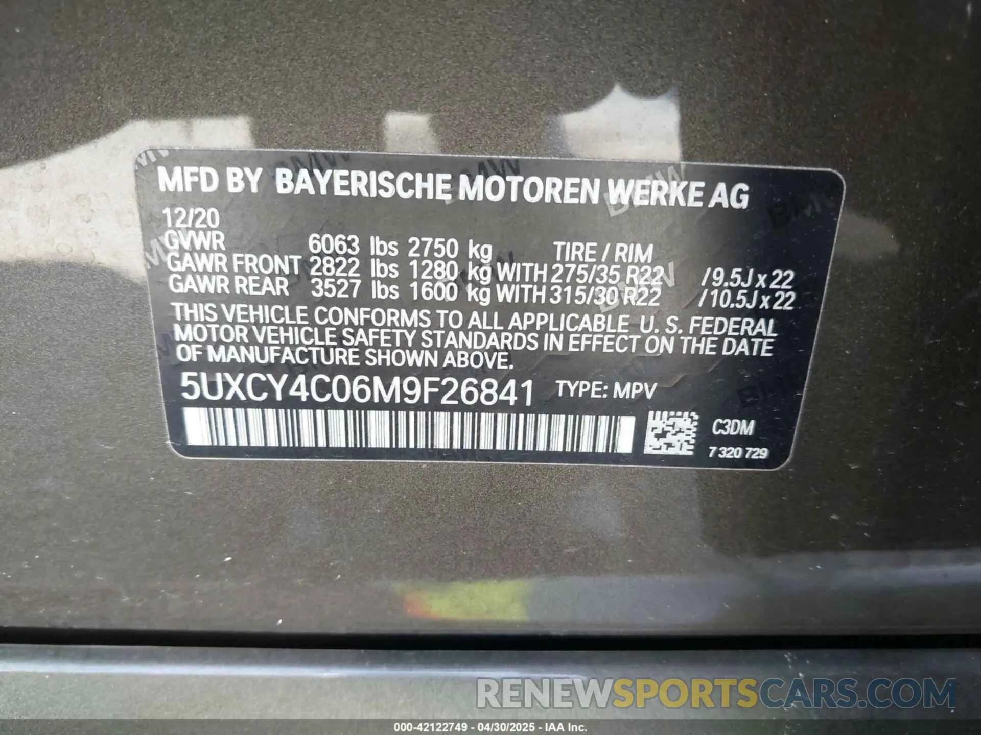 9 Photograph of a damaged car 5UXCY4C06M9F26841 BMW X6 2021