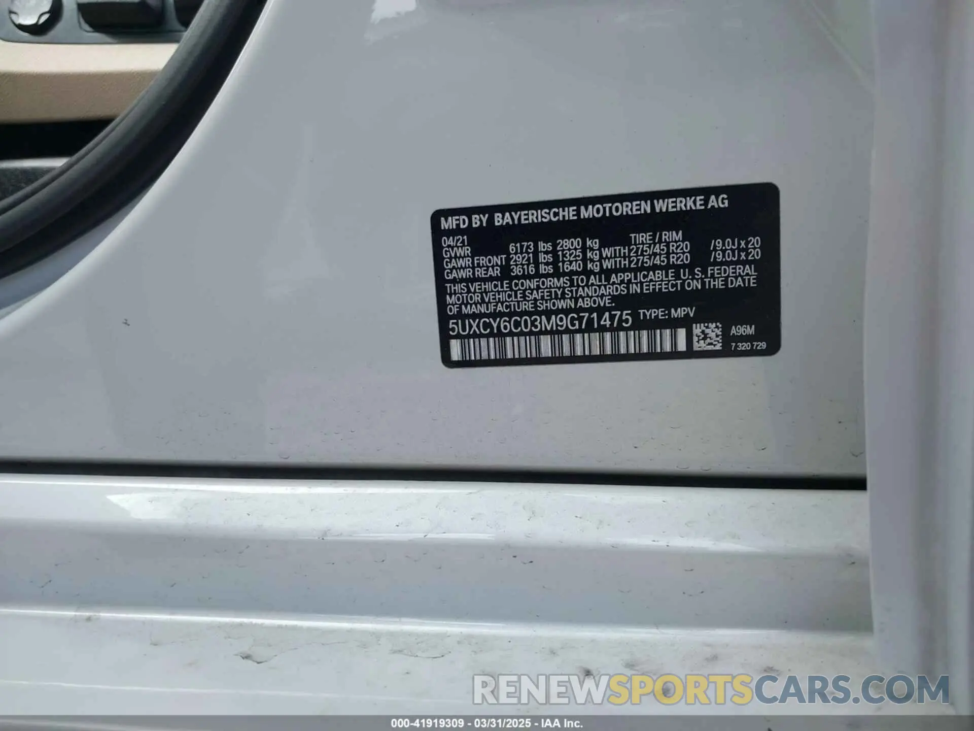 9 Фотография поврежденного автомобиля 5UXCY6C03M9G71475 BMW X6 2021