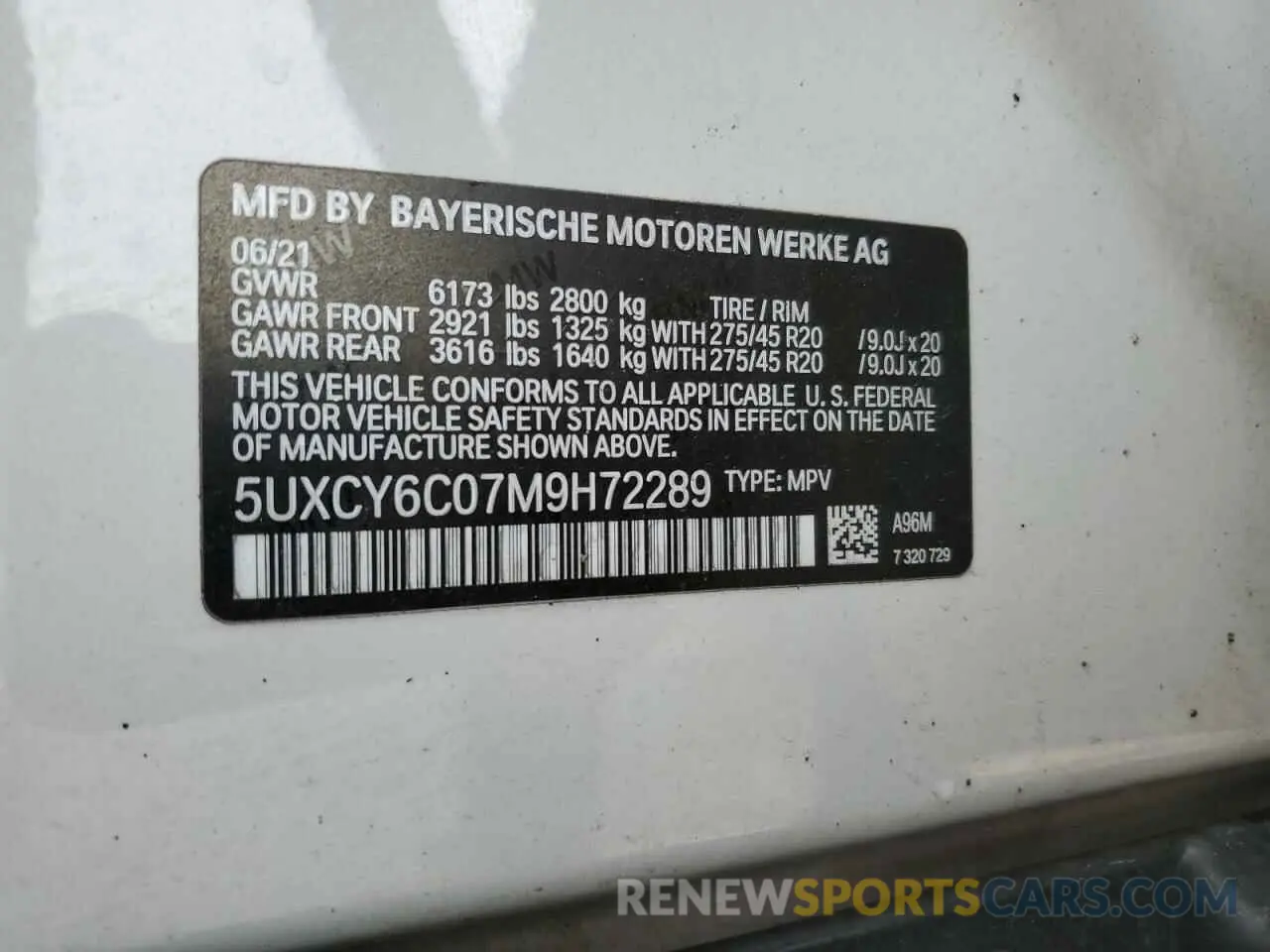 10 Фотография поврежденного автомобиля 5UXCY6C07M9H72289 BMW X6 2021
