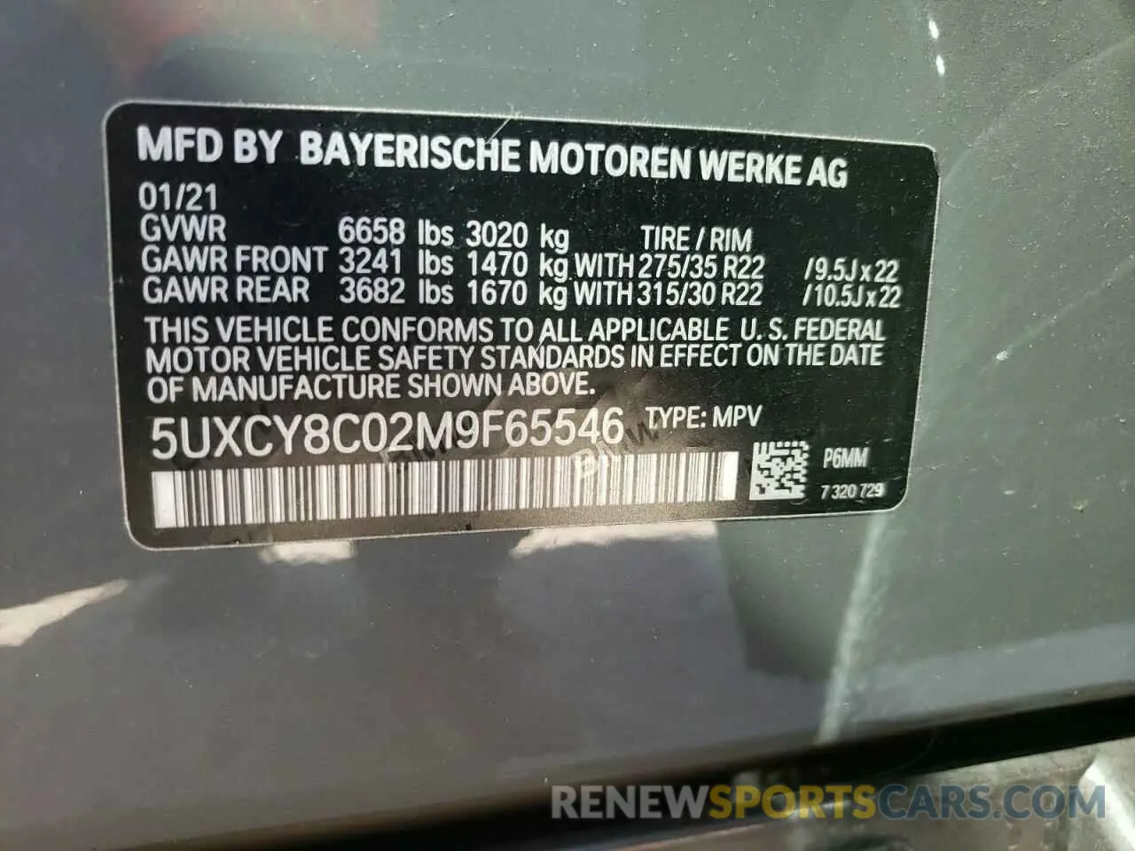 10 Photograph of a damaged car 5UXCY8C02M9F65546 BMW X6 2021