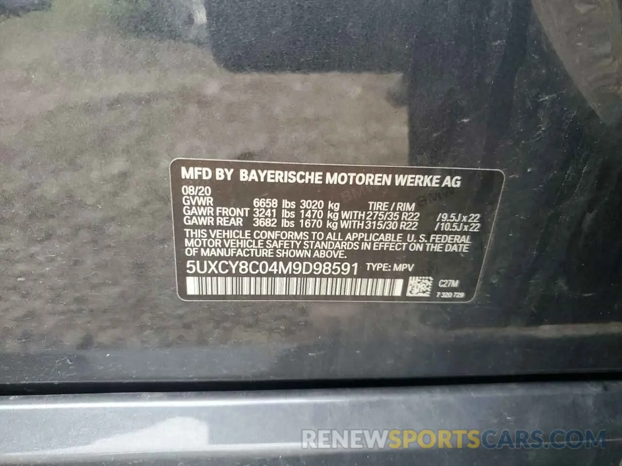 13 Photograph of a damaged car 5UXCY8C04M9D98591 BMW X6 2021