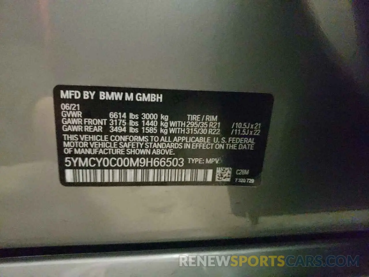 10 Photograph of a damaged car 5YMCY0C00M9H66503 BMW X6 2021
