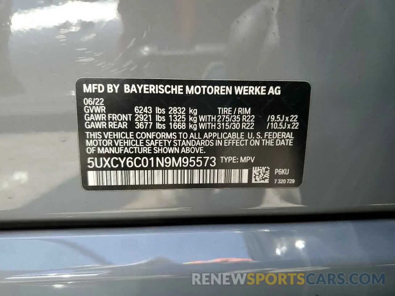 14 Photograph of a damaged car 5UXCY6C01N9M95573 BMW X6 2022