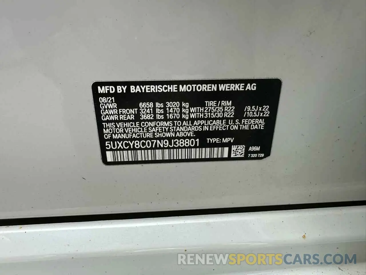 10 Фотография поврежденного автомобиля 5UXCY8C07N9J38801 BMW X6 2022