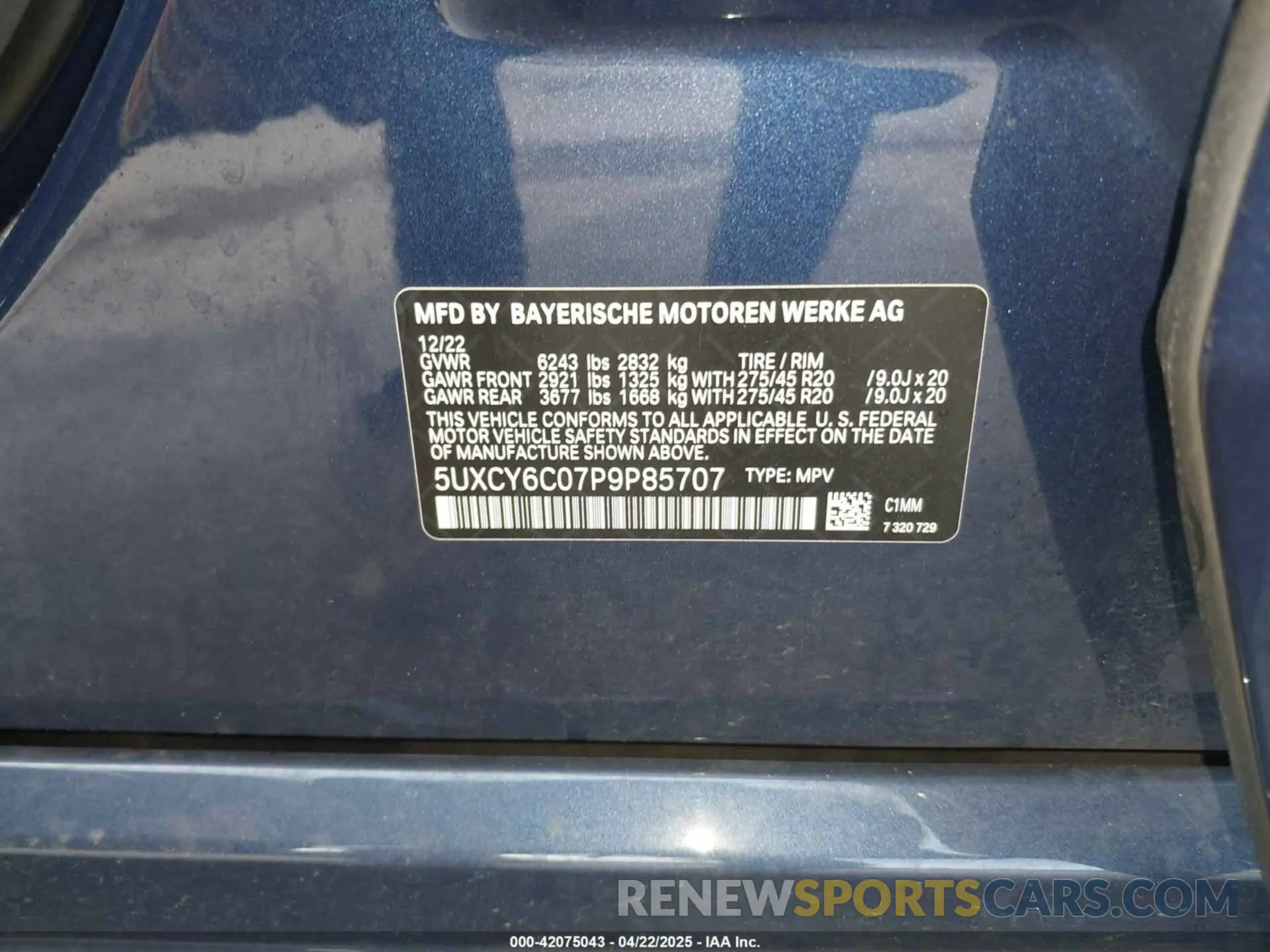 9 Фотография поврежденного автомобиля 5UXCY6C07P9P85707 BMW X6 2023