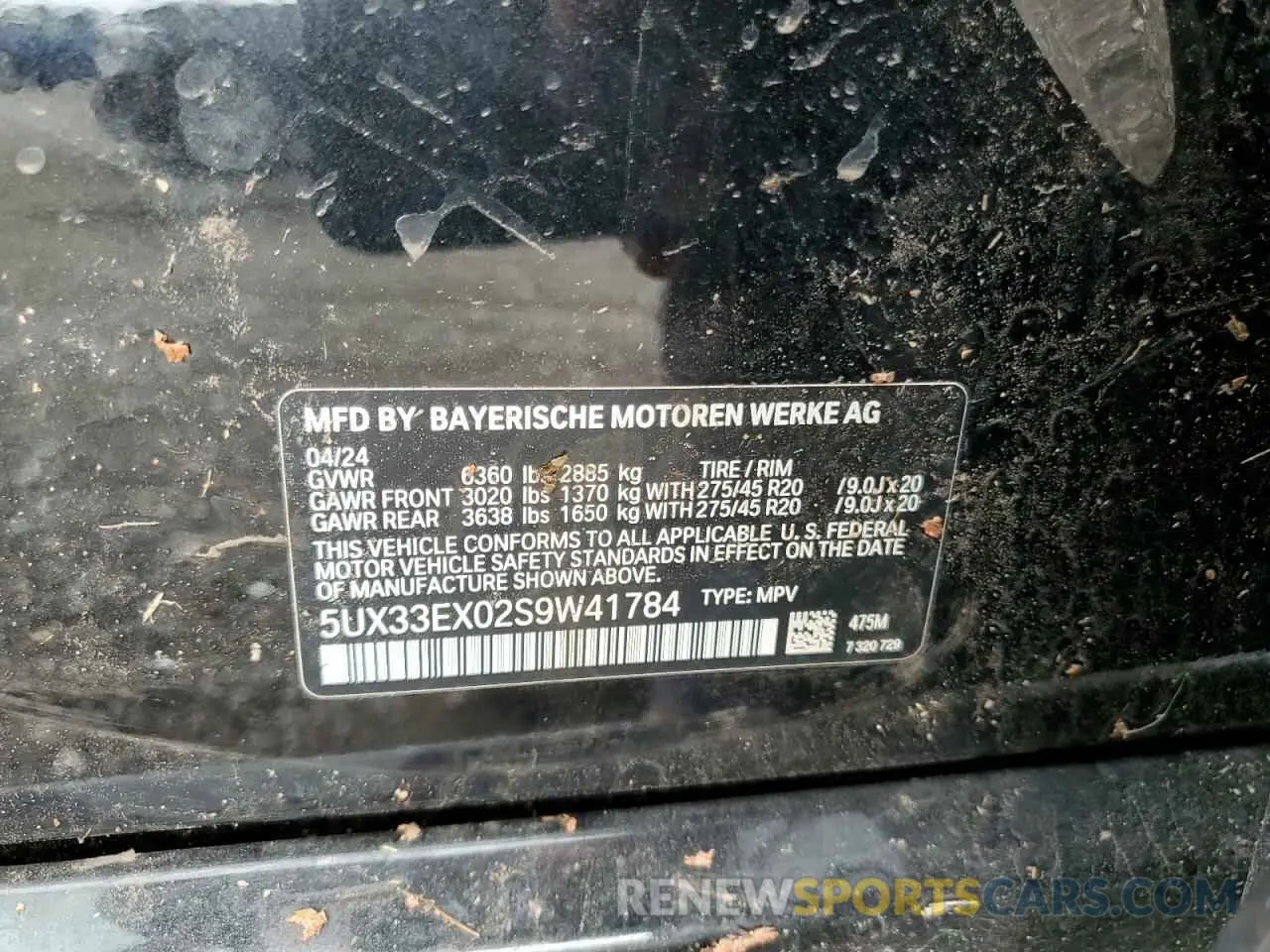 13 Photograph of a damaged car 5UX33EX02S9W41784 BMW X6 2025