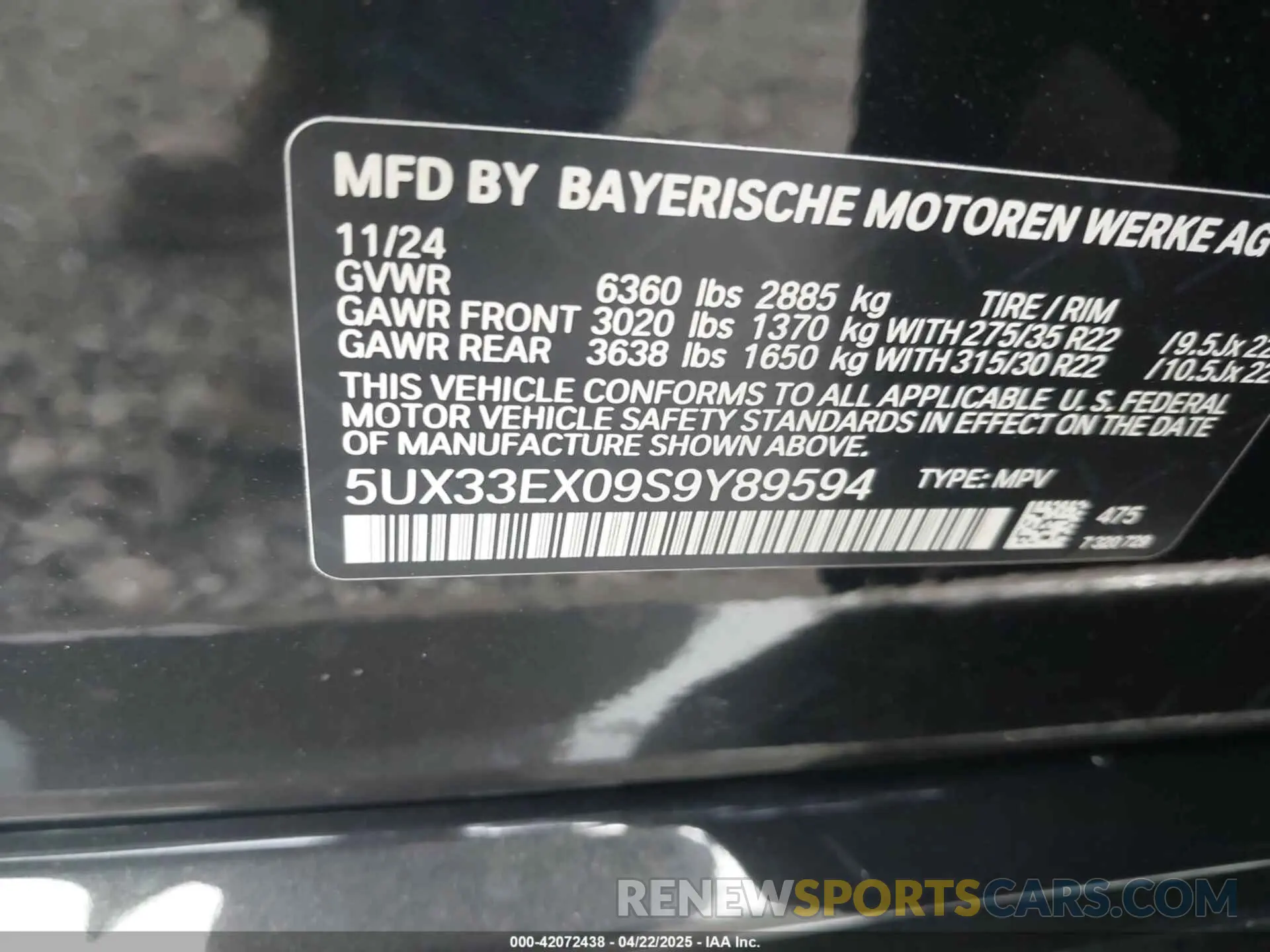 9 Фотография поврежденного автомобиля 5UX33EX09S9Y89594 BMW X6 2025