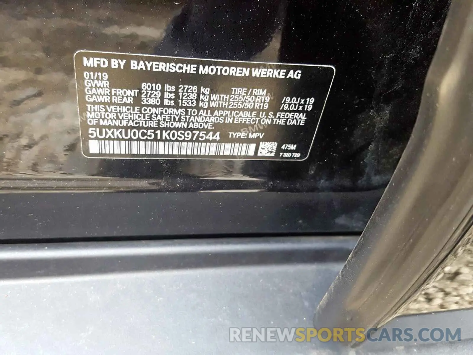 10 Photograph of a damaged car 5UXKU0C51K0S97544 BMW X6 SDRIVE3 2019