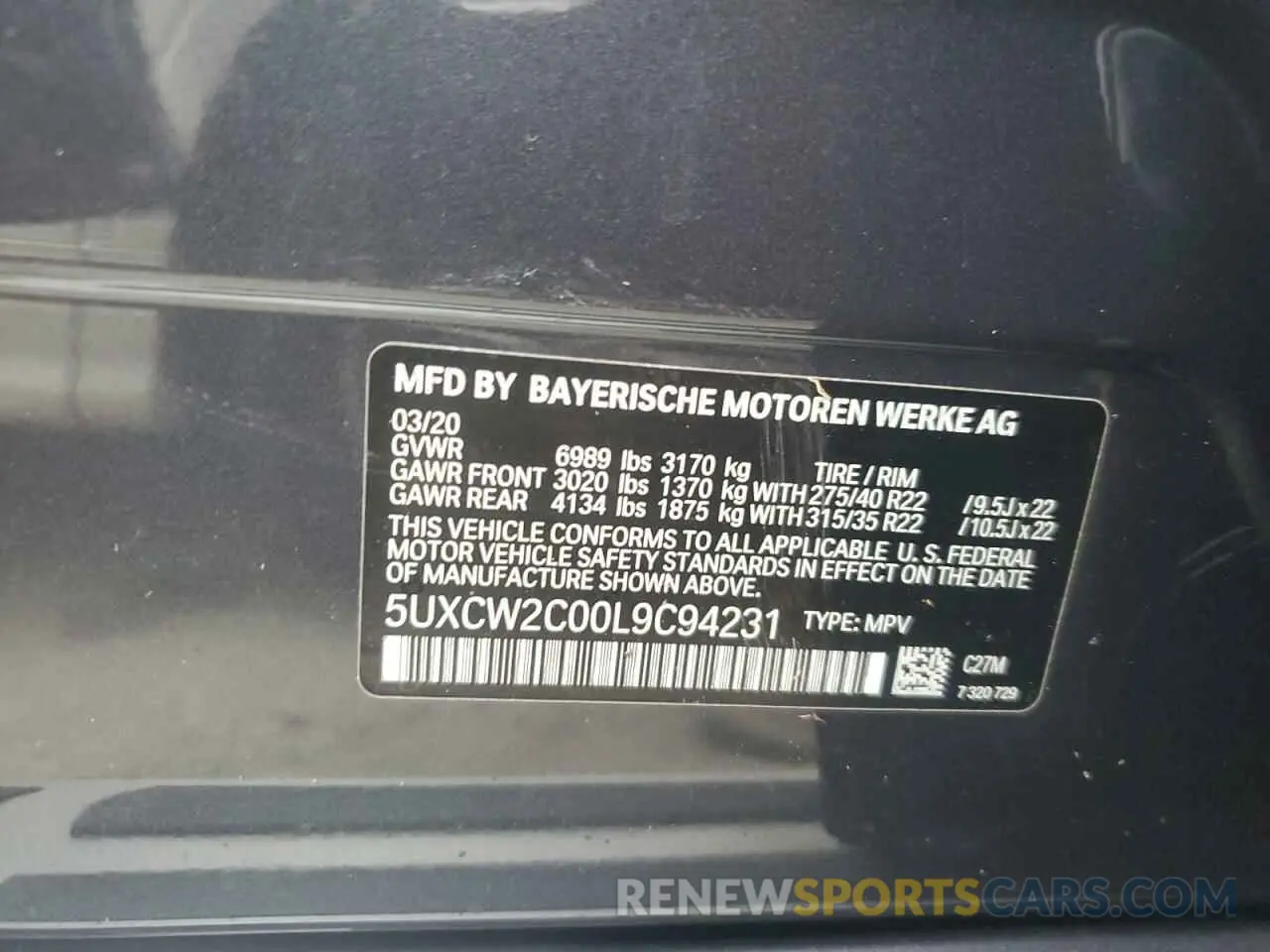 14 Photograph of a damaged car 5UXCW2C00L9C94231 BMW X7 2020