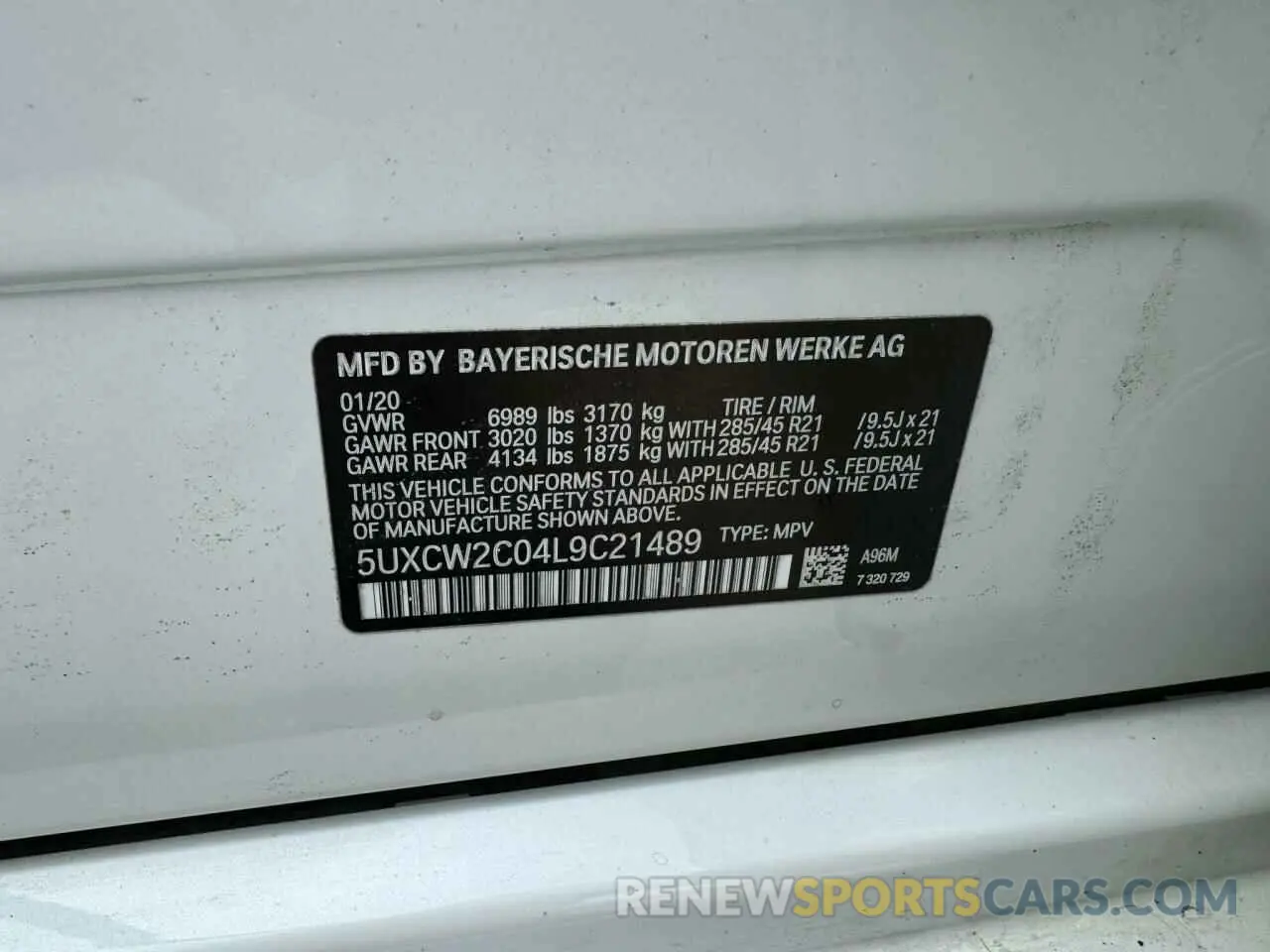 10 Photograph of a damaged car 5UXCW2C04L9C21489 BMW X7 2020