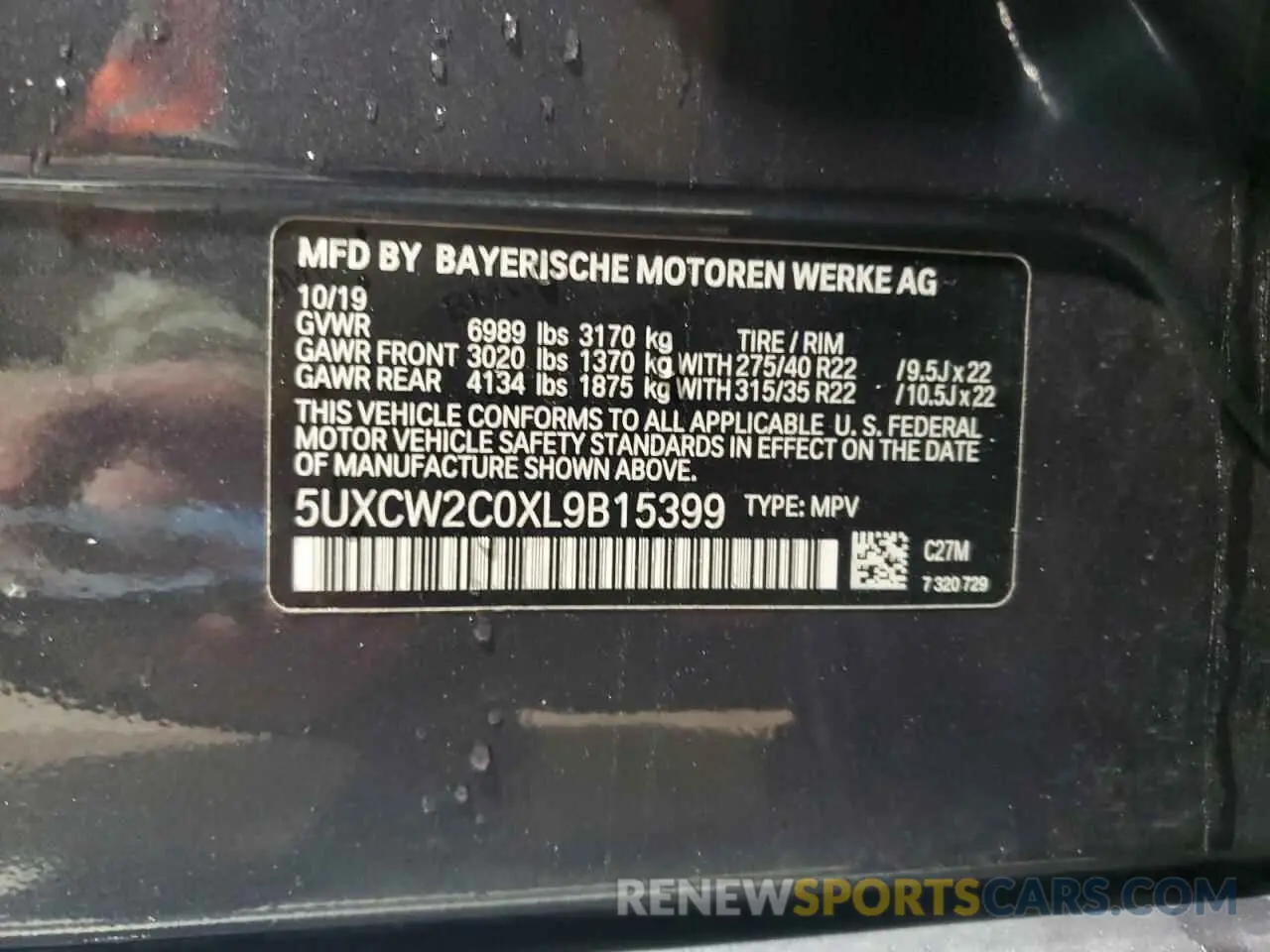 14 Photograph of a damaged car 5UXCW2C0XL9B15399 BMW X7 2020