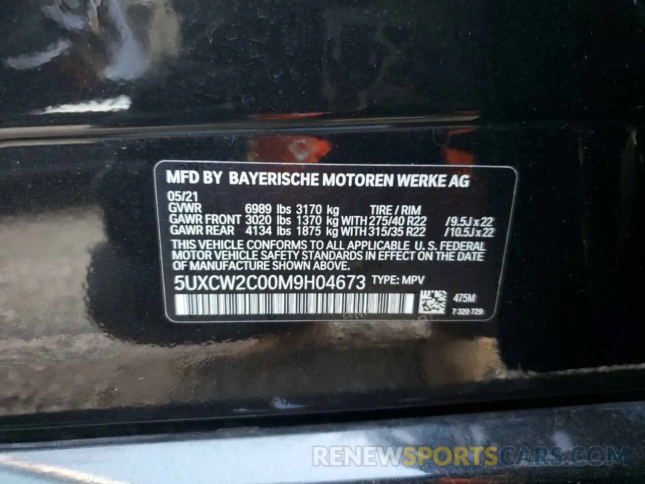 13 Photograph of a damaged car 5UXCW2C00M9H04673 BMW X7 2021