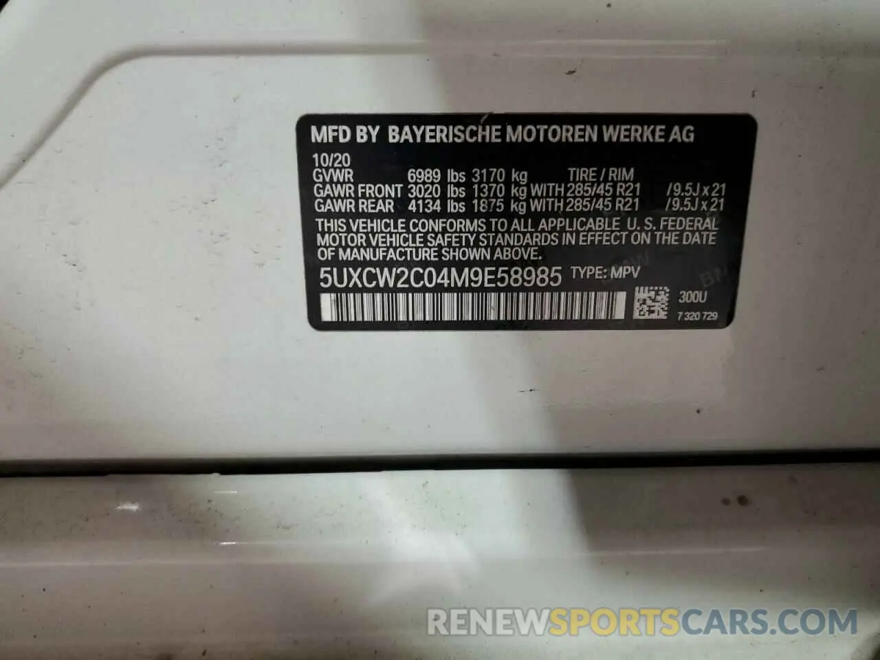 13 Photograph of a damaged car 5UXCW2C04M9E58985 BMW X7 2021