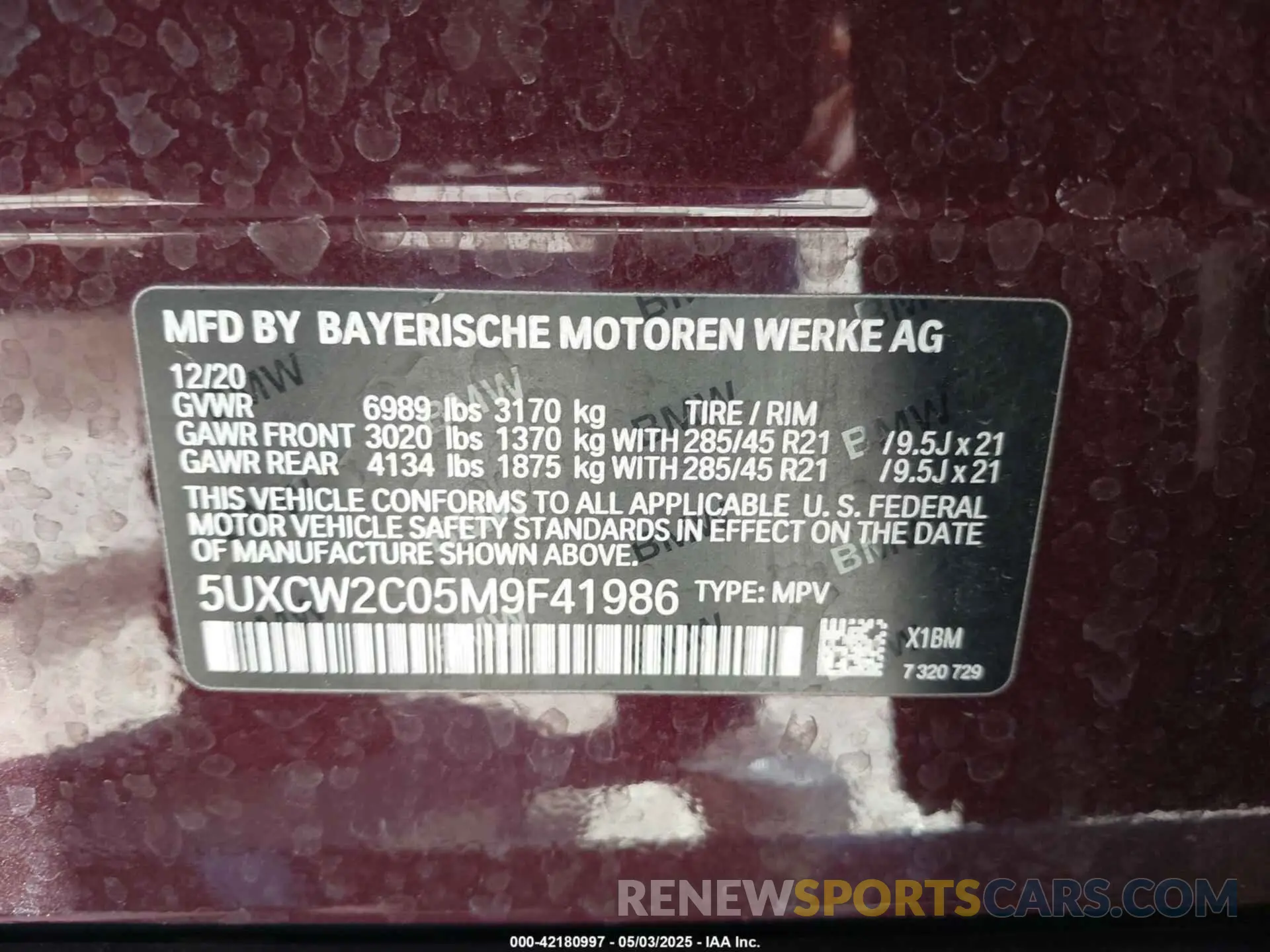 9 Фотография поврежденного автомобиля 5UXCW2C05M9F41986 BMW X7 2021
