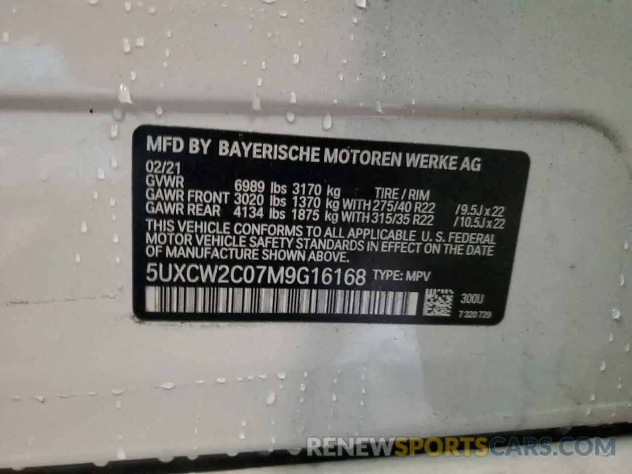 15 Photograph of a damaged car 5UXCW2C07M9G16168 BMW X7 2021
