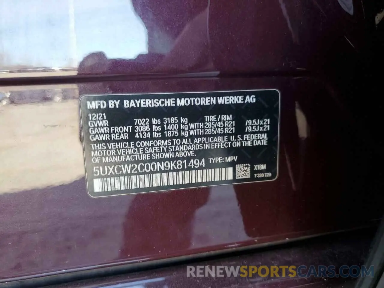14 Photograph of a damaged car 5UXCW2C00N9K81494 BMW X7 2022