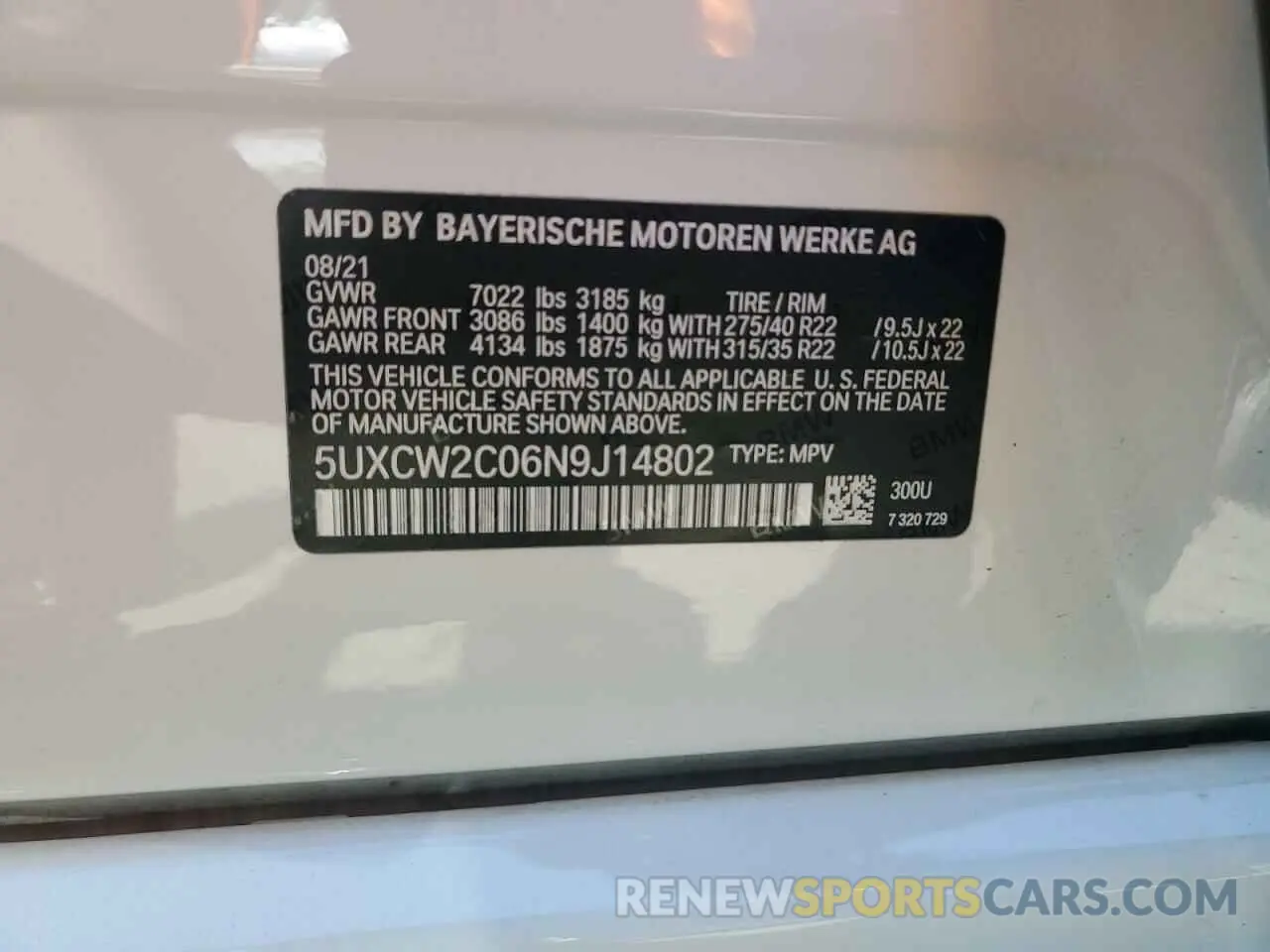 13 Photograph of a damaged car 5UXCW2C06N9J14802 BMW X7 2022
