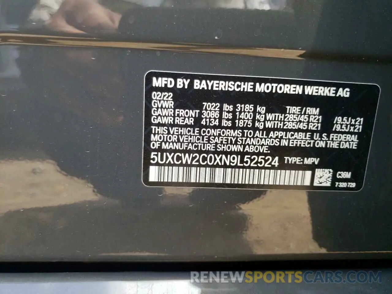 10 Photograph of a damaged car 5UXCW2C0XN9L52524 BMW X7 2022