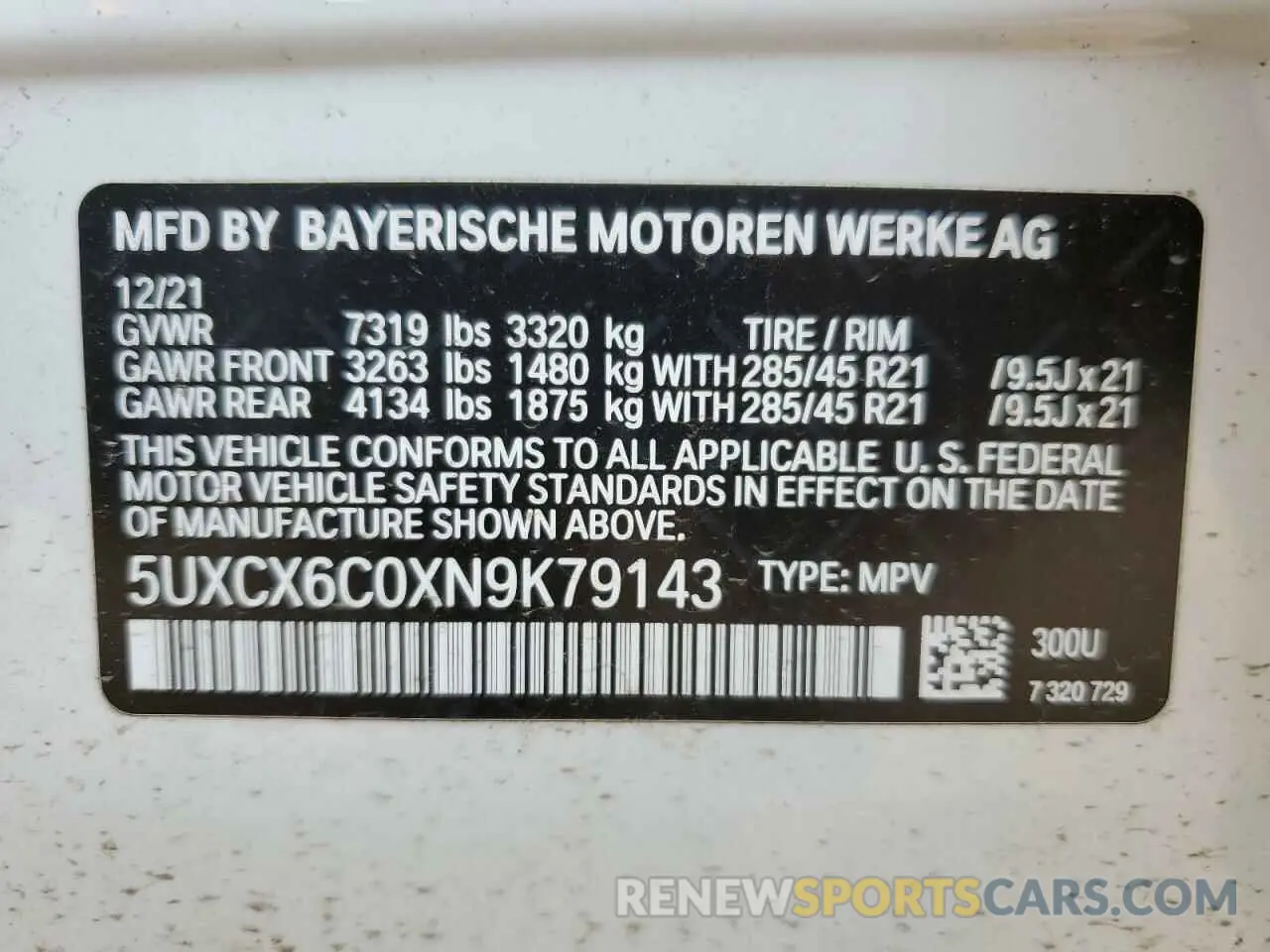 10 Photograph of a damaged car 5UXCX6C0XN9K79143 BMW X7 2022