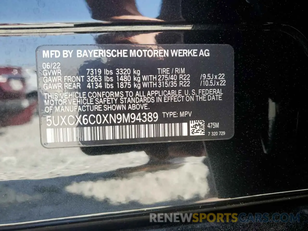 13 Photograph of a damaged car 5UXCX6C0XN9M94389 BMW X7 2022