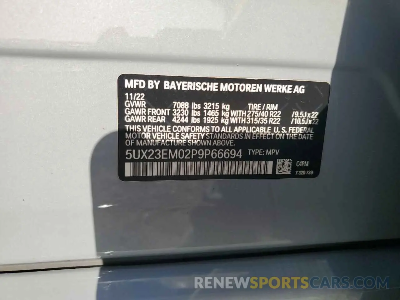 14 Photograph of a damaged car 5UX23EM02P9P66694 BMW X7 2023