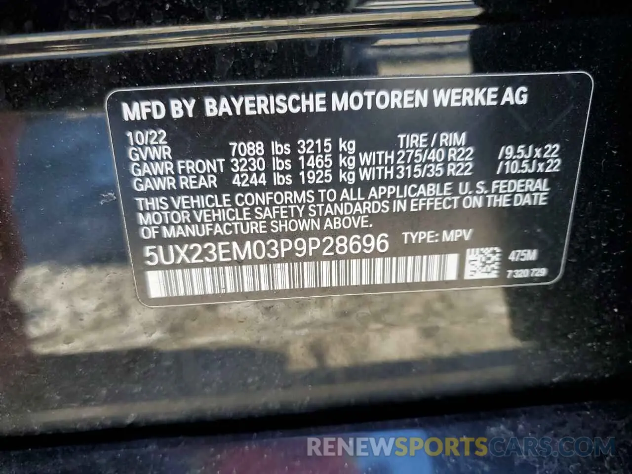 13 Photograph of a damaged car 5UX23EM03P9P28696 BMW X7 2023