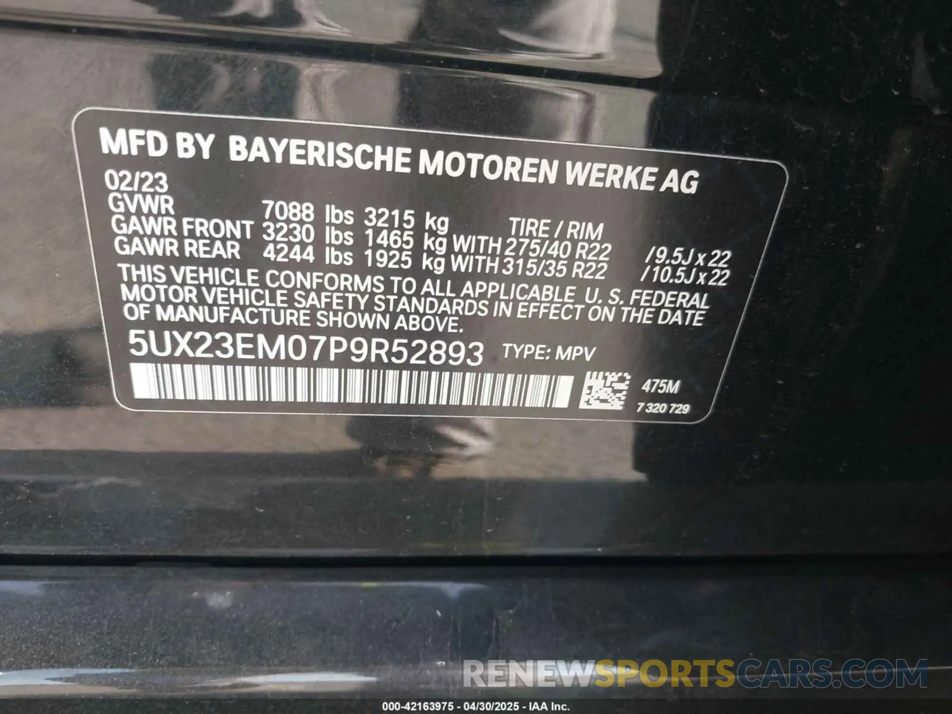 9 Фотография поврежденного автомобиля 5UX23EM07P9R52893 BMW X7 2023