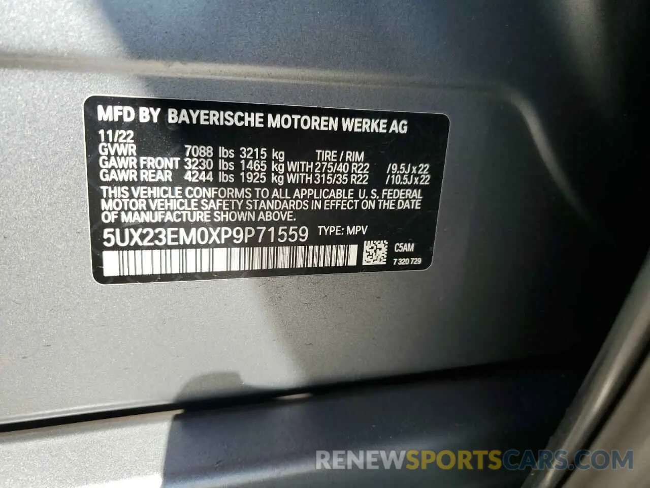 16 Фотография поврежденного автомобиля 5UX23EM0XP9P71559 BMW X7 2023