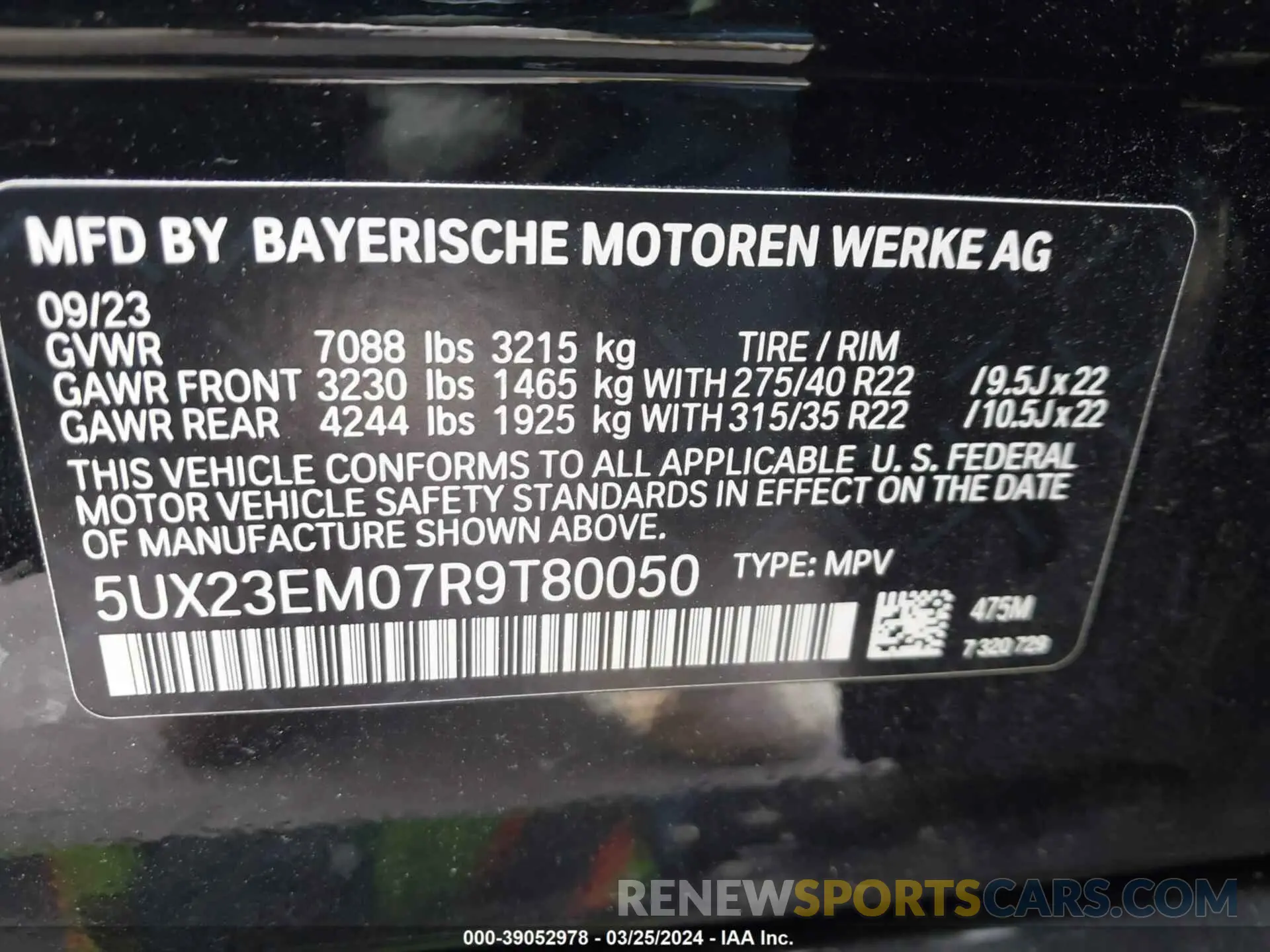 9 Фотография поврежденного автомобиля 5UX23EM07R9T80050 BMW X7 2024