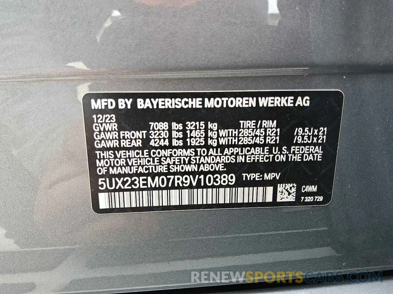 13 Photograph of a damaged car 5UX23EM07R9V10389 BMW X7 2024