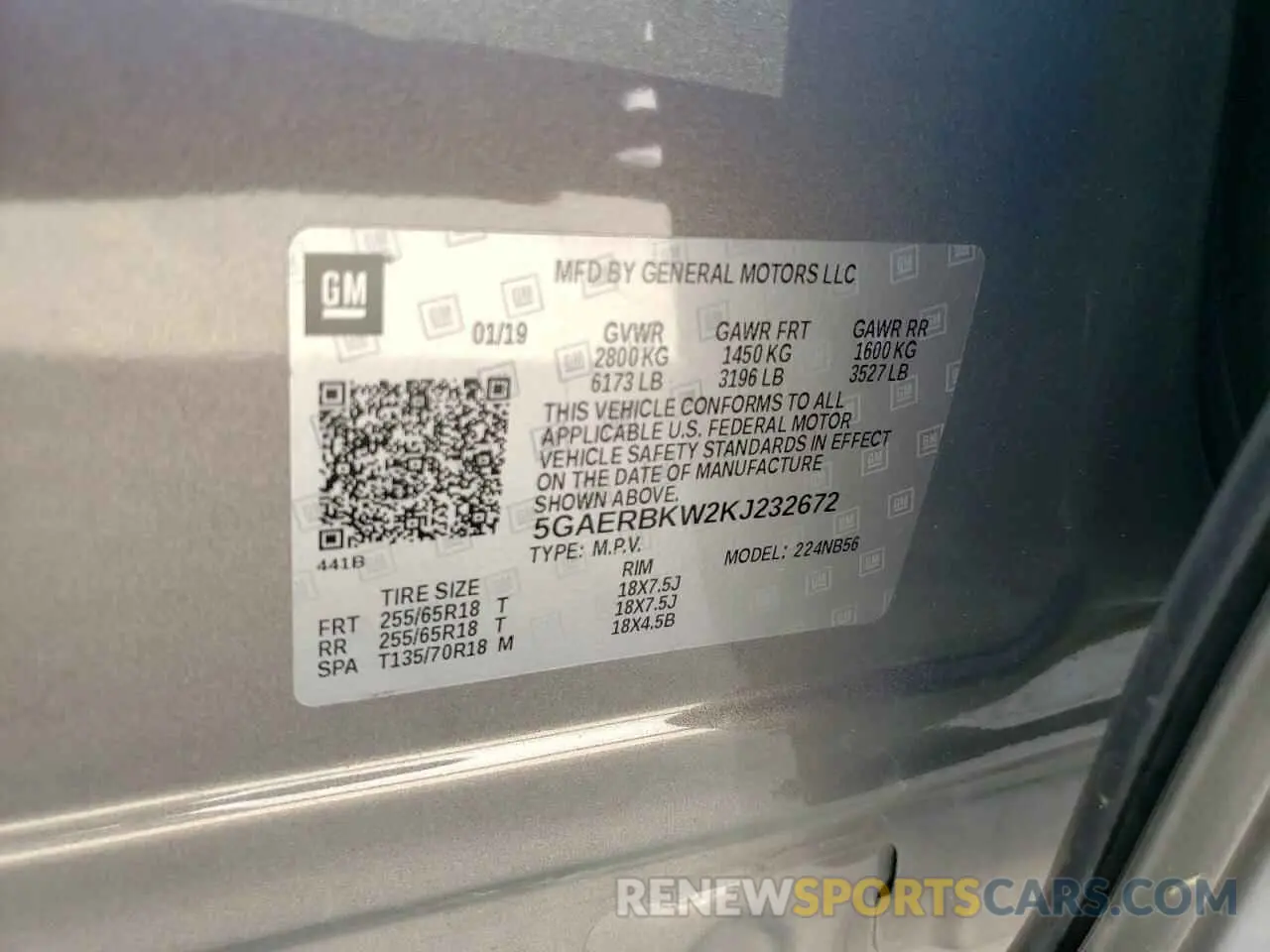 14 Photograph of a damaged car 5GAERBKW2KJ232672 BUICK ENCLAVE 2019
