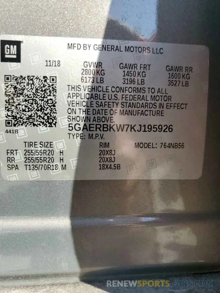 13 Фотография поврежденного автомобиля 5GAERBKW7KJ195926 BUICK ENCLAVE 2019